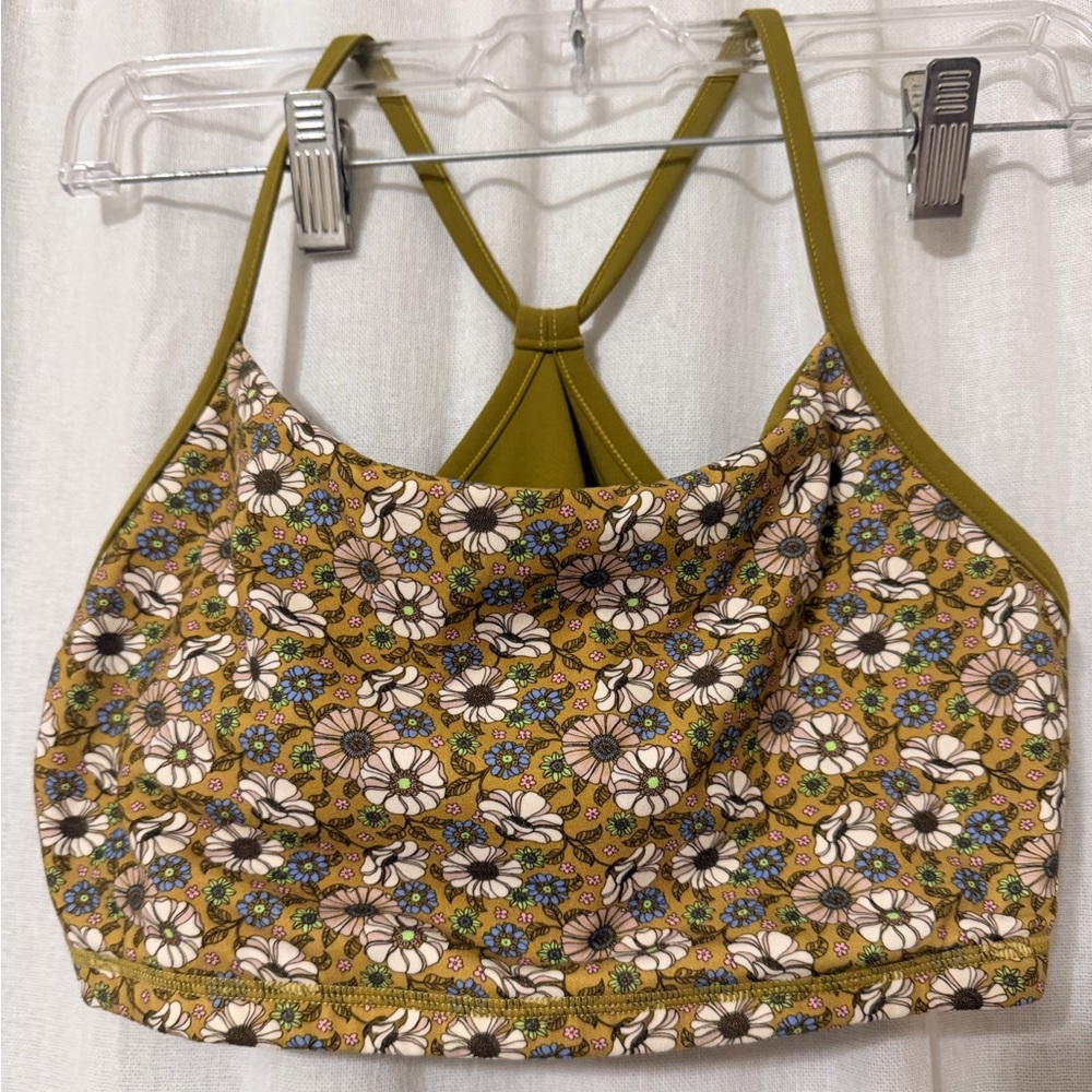 Buffbunny- High Roller Reversible Sports Bra - Green Petal Print / Olivia Olive